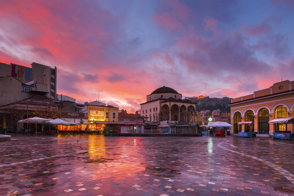 Monastiraki Square at sunset