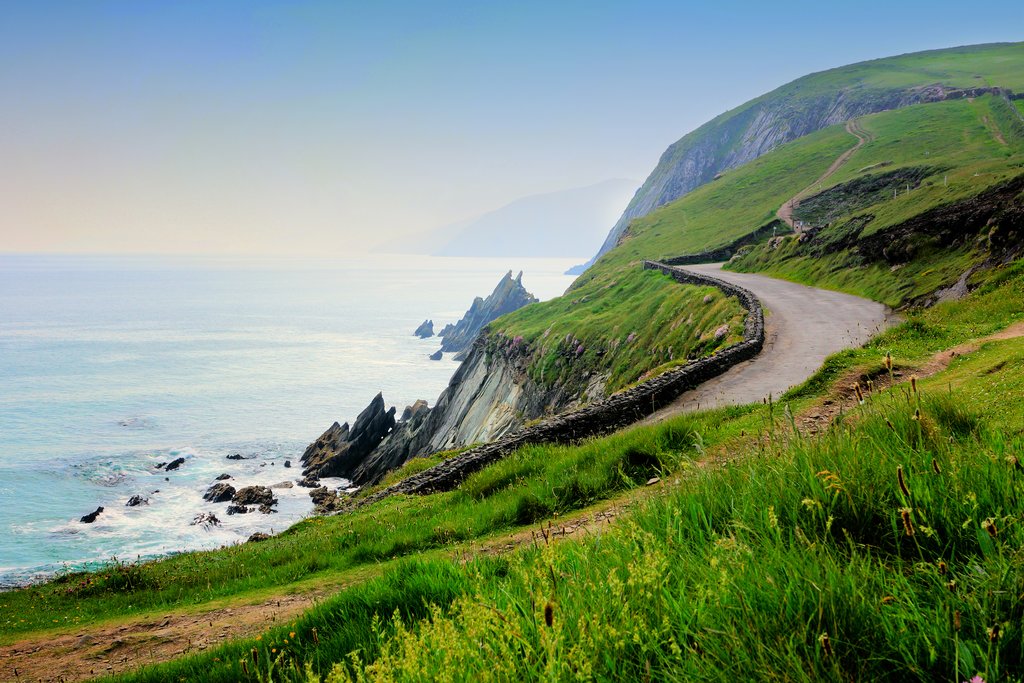 A scenic coastal road on the Dingle Peninsula