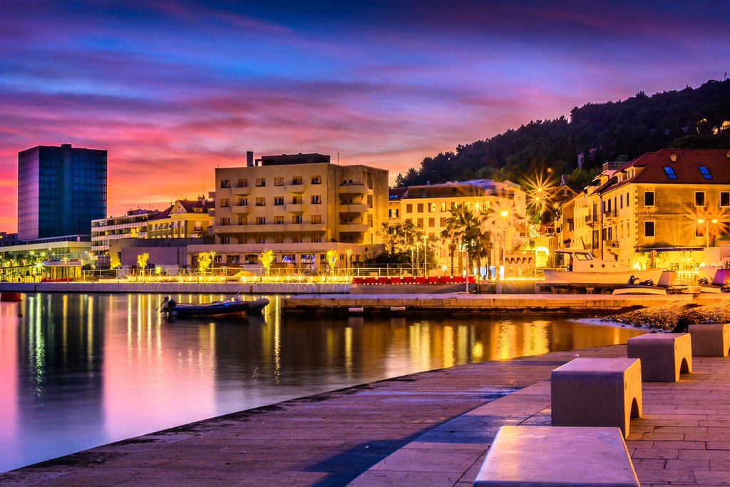 Evening view of the town Split, Croatia