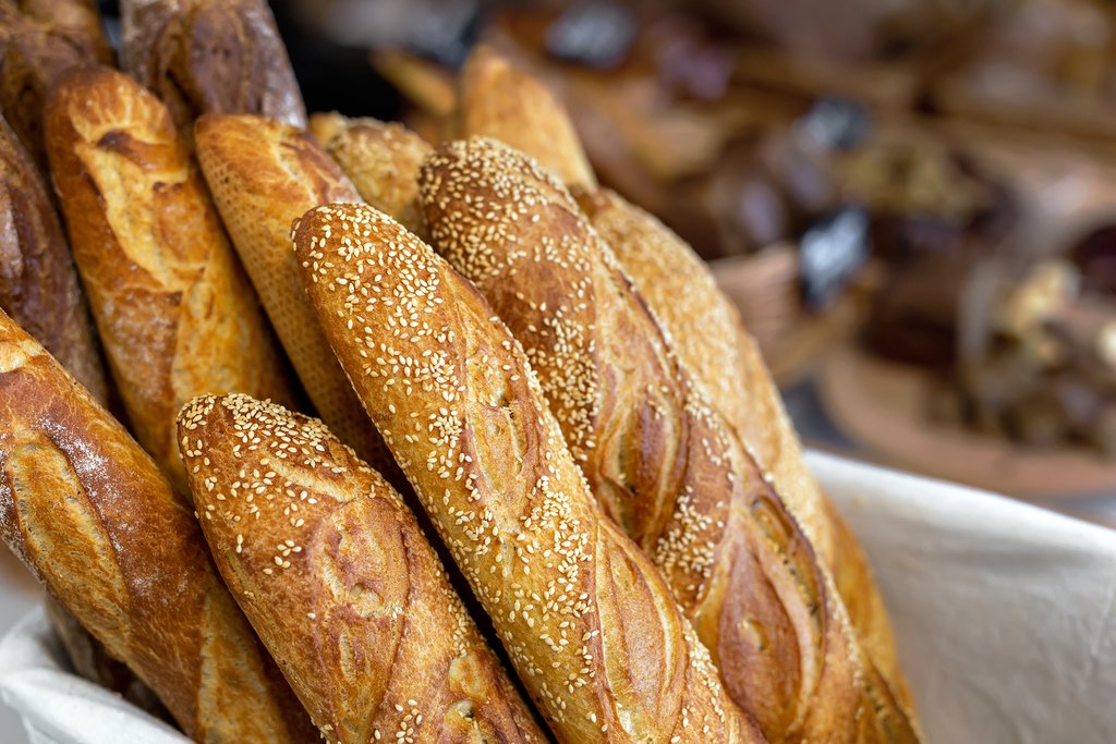 Fresh-baked French baguette
