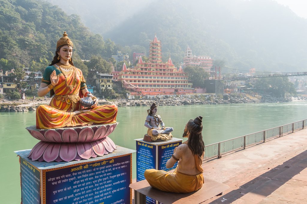 Sculptures on the Ganges in Rishikesh