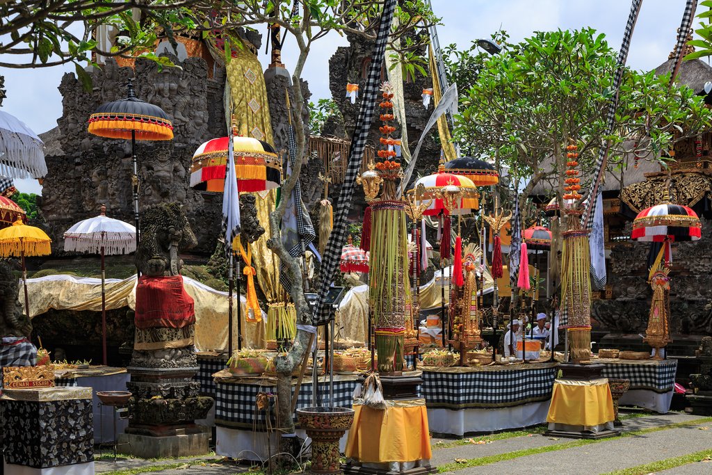 Offerings at a temple in Ubud