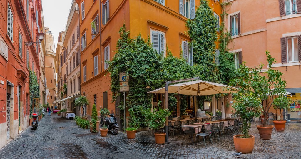 Narrow street and an open air cafe