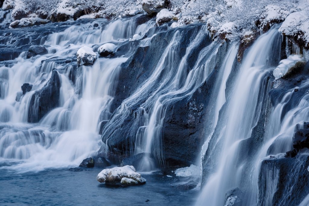 Hraunfossar in the wintertime