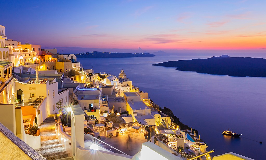 The Gorgeous Island of Santorini at Night