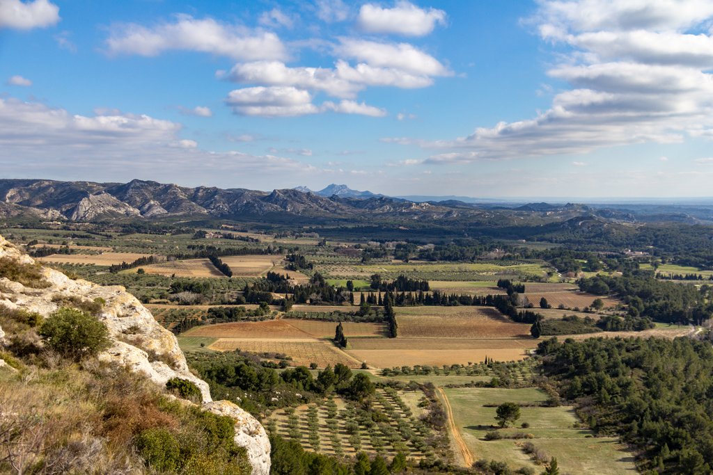 Valley between Les Baux de Provence and the Alpilles Mountains