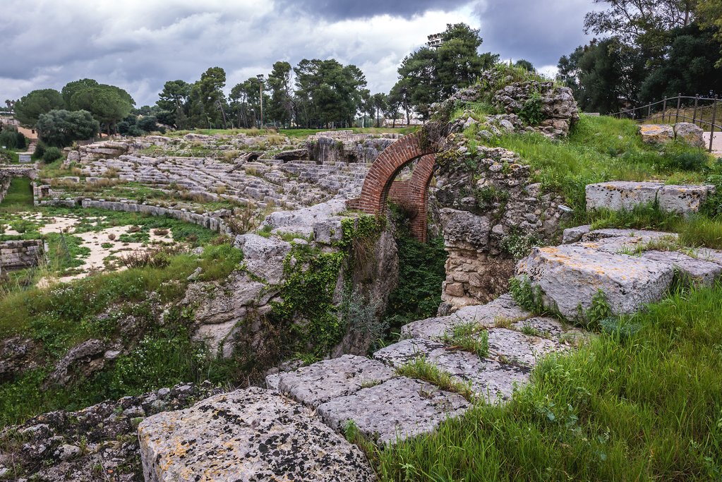 Italy - Sicily - Syracuse - 2nd century Roman Ampitheater in Neopolis Archaeological Park