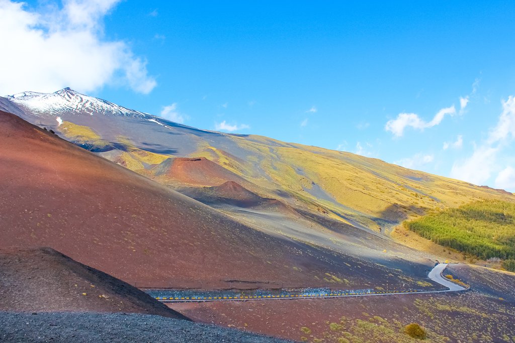 Mount Etna's colorful landscape