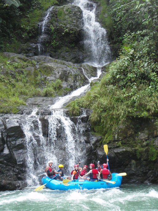 Rafting by waterfalls on the Pacuare