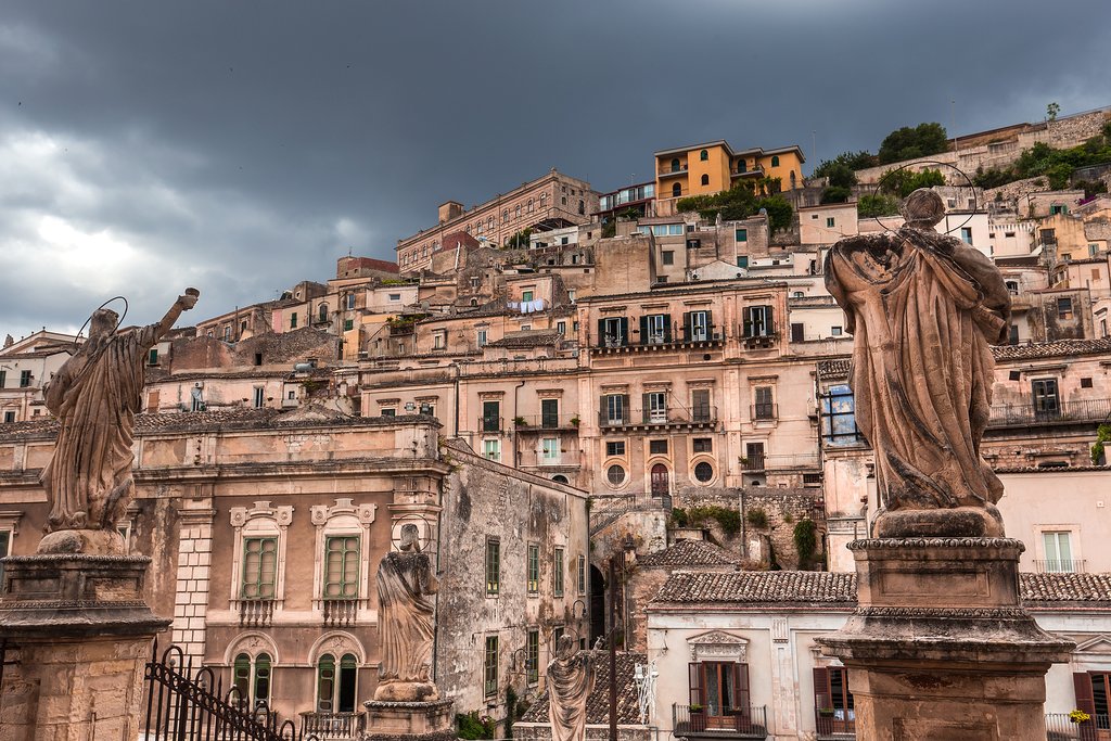 View over Modica from the steps of Cattedrale di San Pietro
