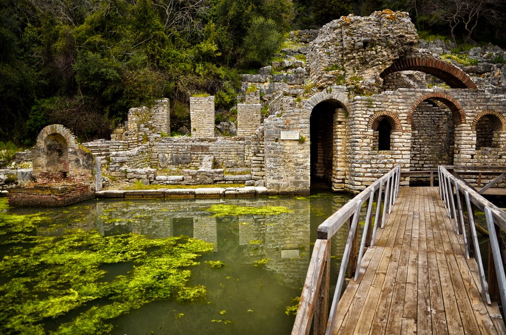 The Butrint archaeological site is part of an ancient town