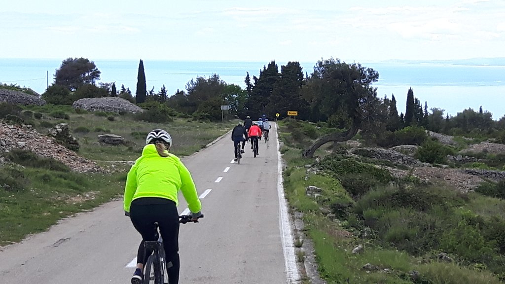Cyclists ride across Hvar