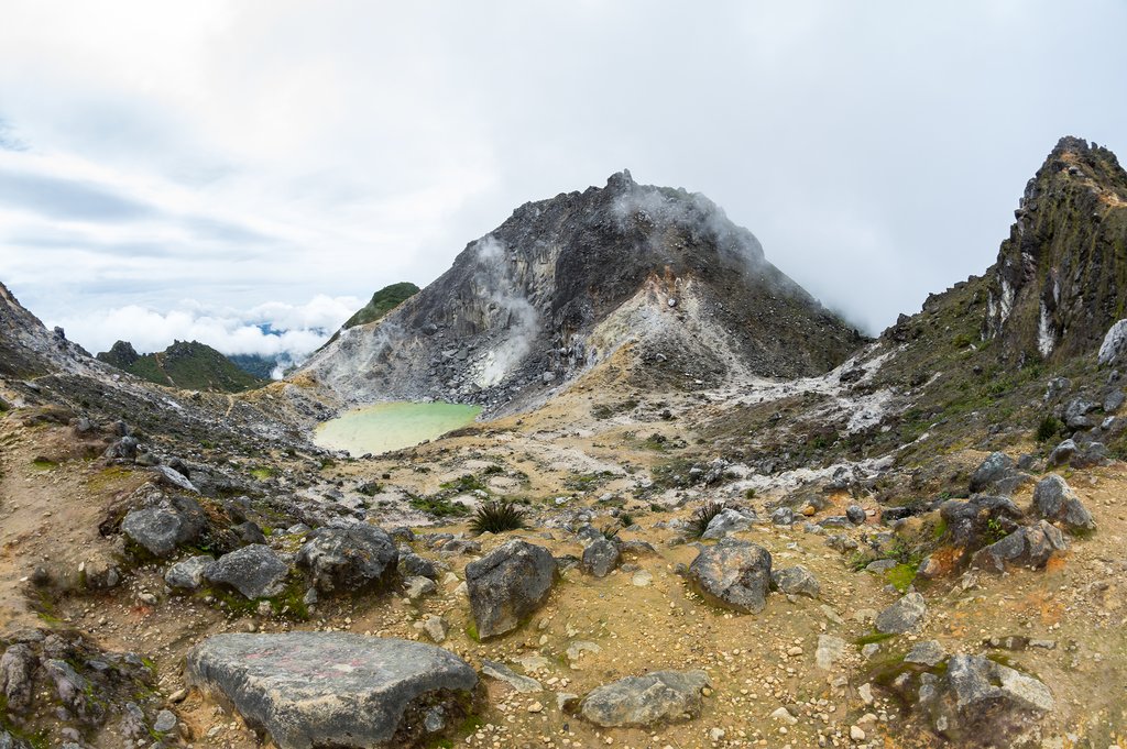 Climb to the top of Sibayak Volcano and see the crater lake