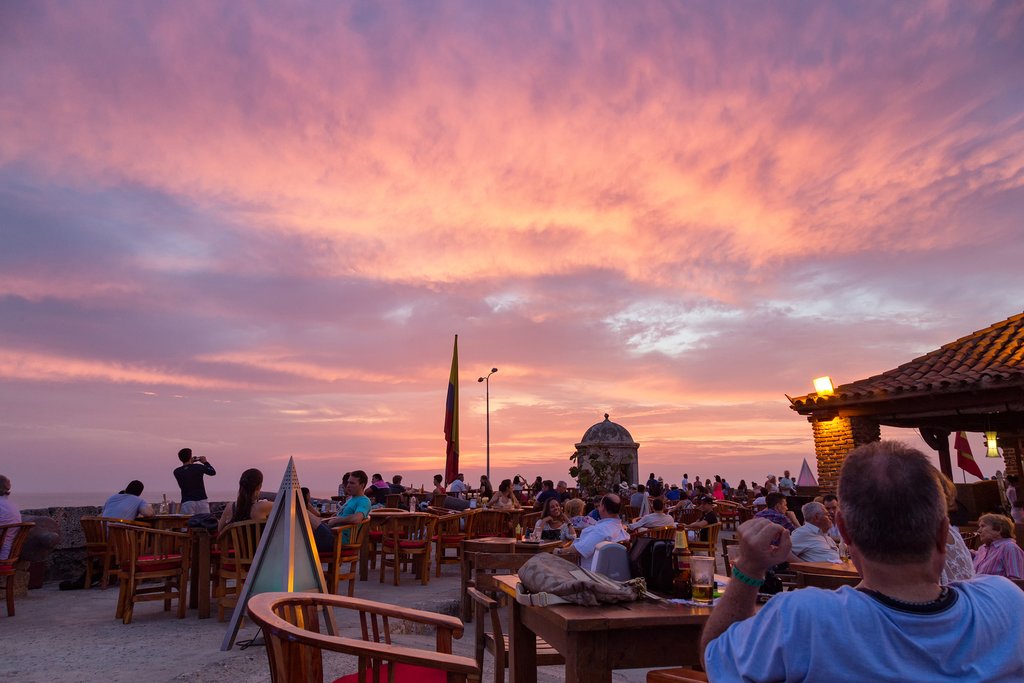 Sunset over the ancient ramparts, Cartagena