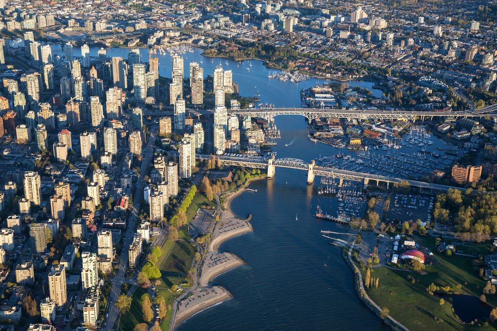 Downtown Vancouver with Stanley Park and Granville Island