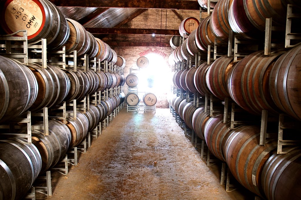 Wine barrels in a local winery