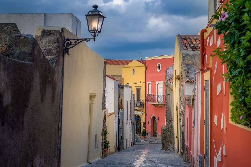 Italy - Sicil y- Colorful Milazzo street
