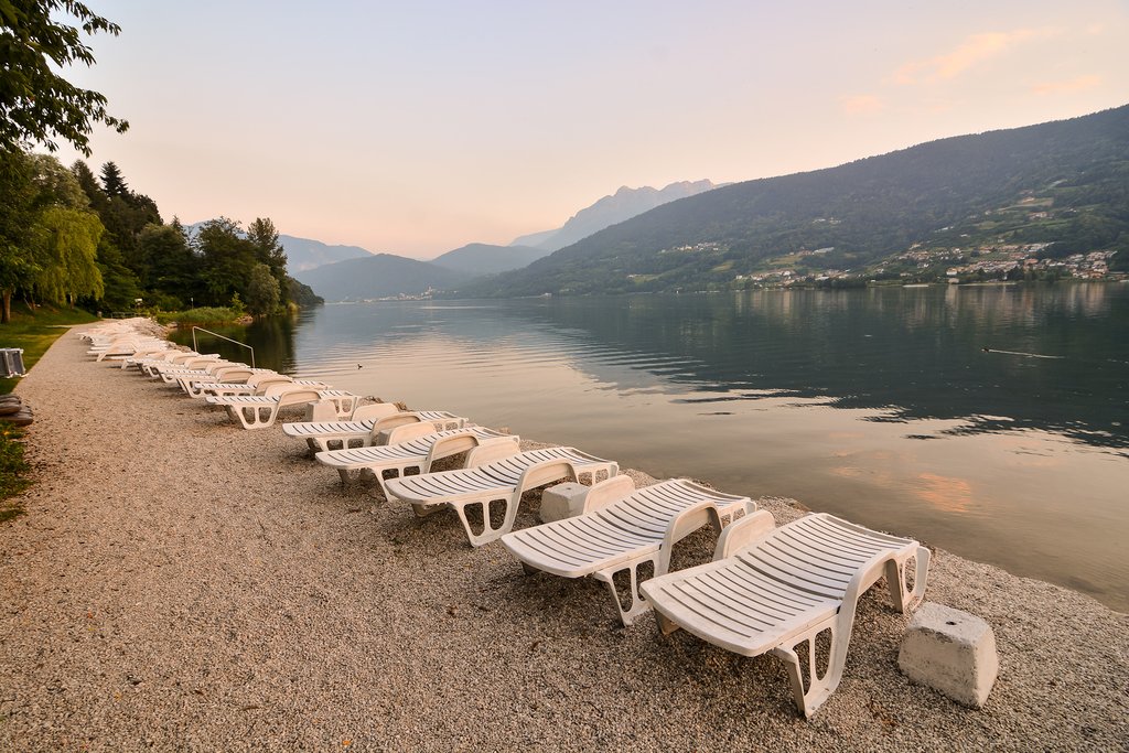 Relaxing area on the shore of Lake Caldonazzo