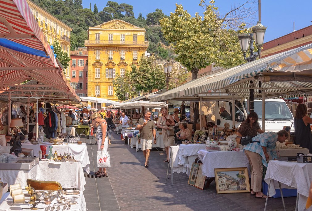 An open-air market in Vieille Ville, Nice's old town