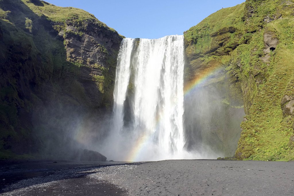 Towering Skógafoss waterfall is surrounded by myth and legend
