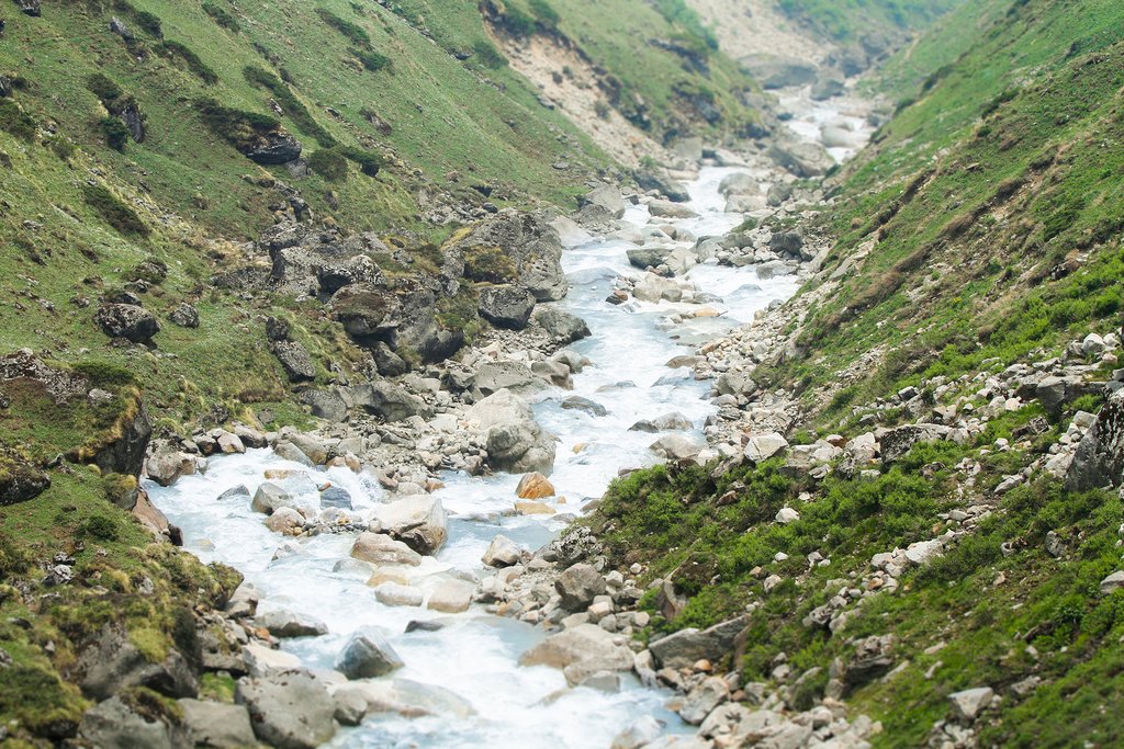The Mandakini River flowing down from Kedarnath
