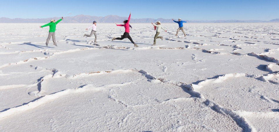 Frolicking on the vast white expanse of the Salinas Grandes