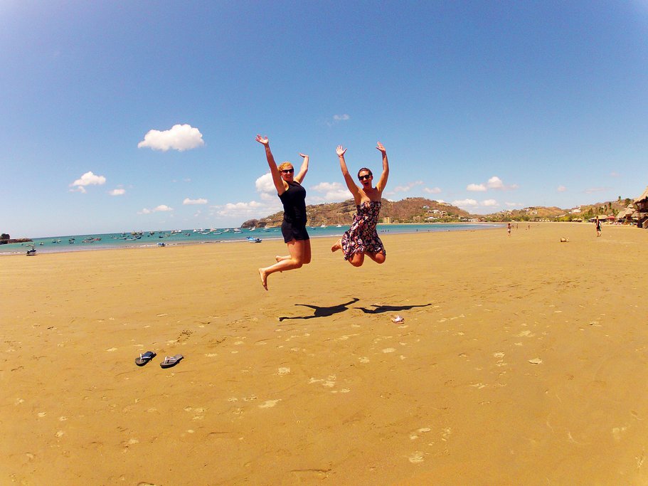 A last, joyful walk on the beach at Sámara before departure