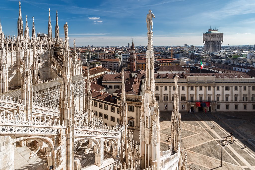 View of the Palazzo Reale from the Duomo di Milano roof