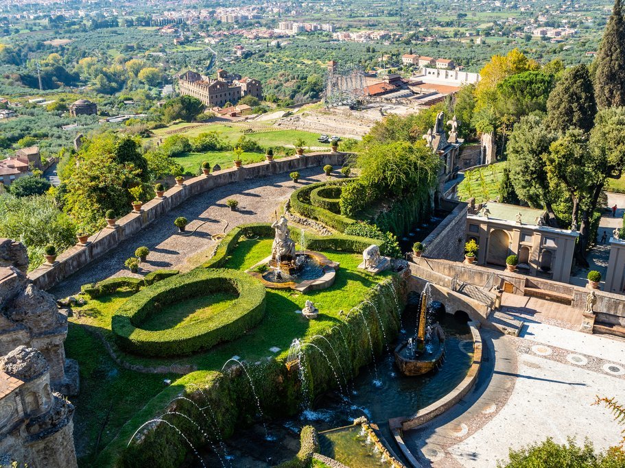 Aerial view of Villa d’Este near Rome