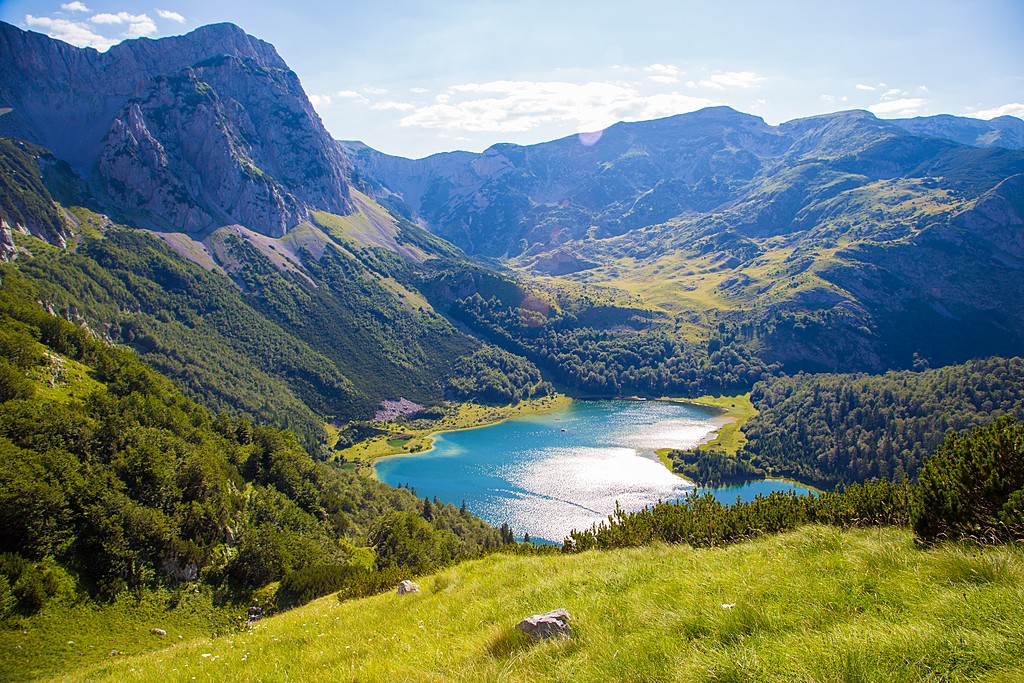 The heart-shaped, glacial Trnovacko Lake