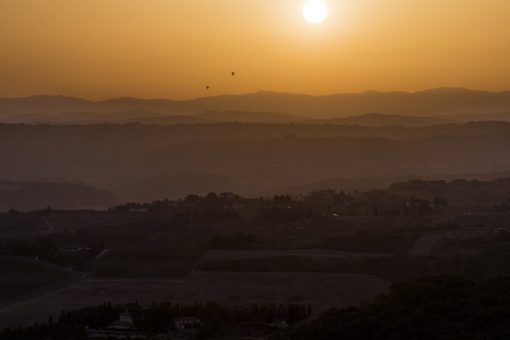 Sunset over the Tuscan hills