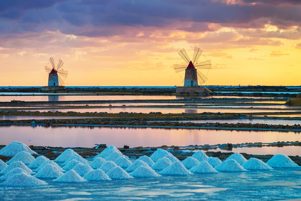 Evaporating salt ponds near Marsala