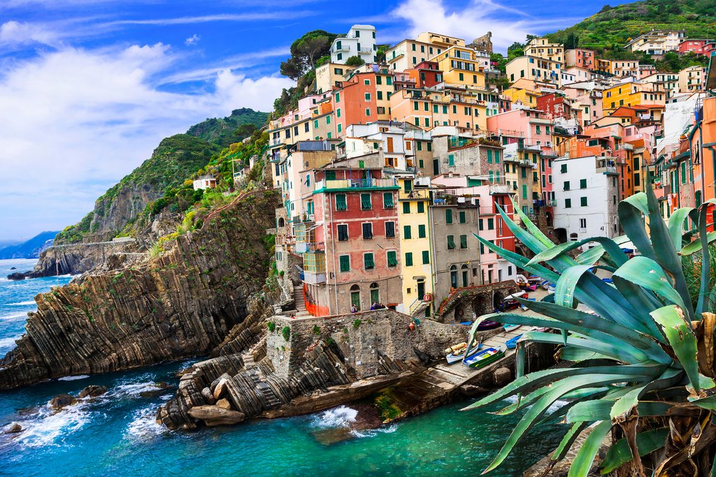 Riomaggiore clings to the cliffsides along the coast.