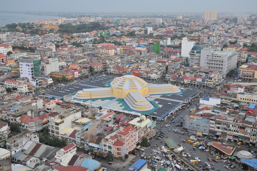Aerial view of Phnom Penh's Central Market