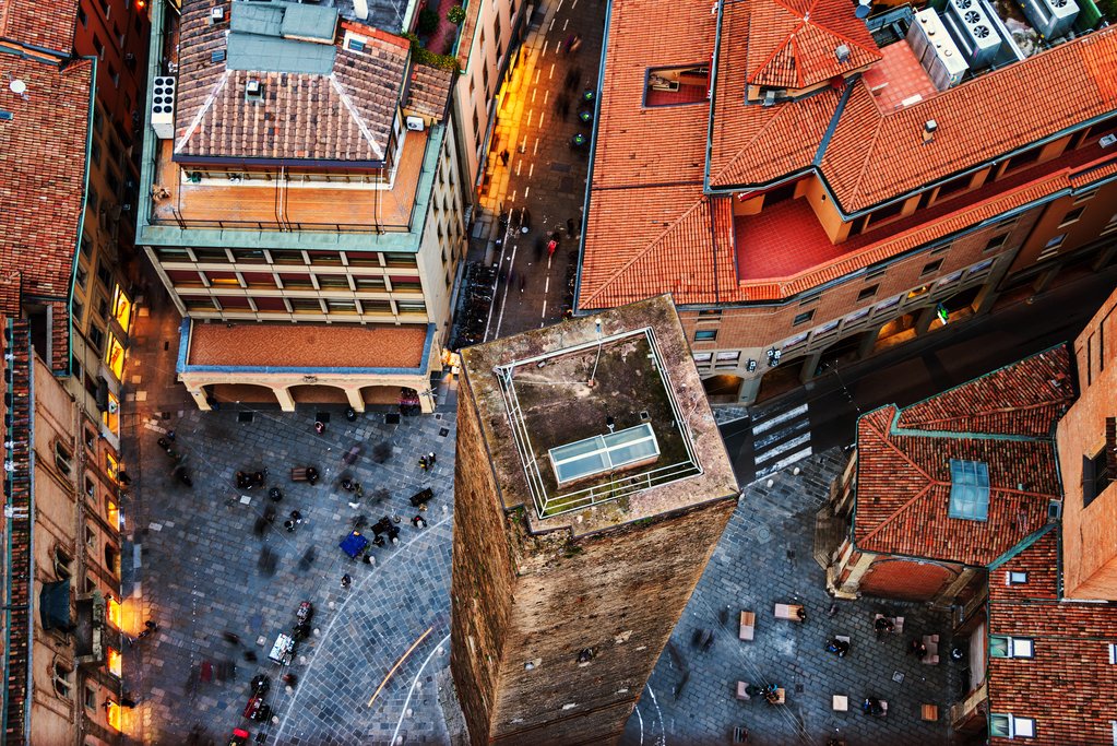 Aerial view of central Bologna