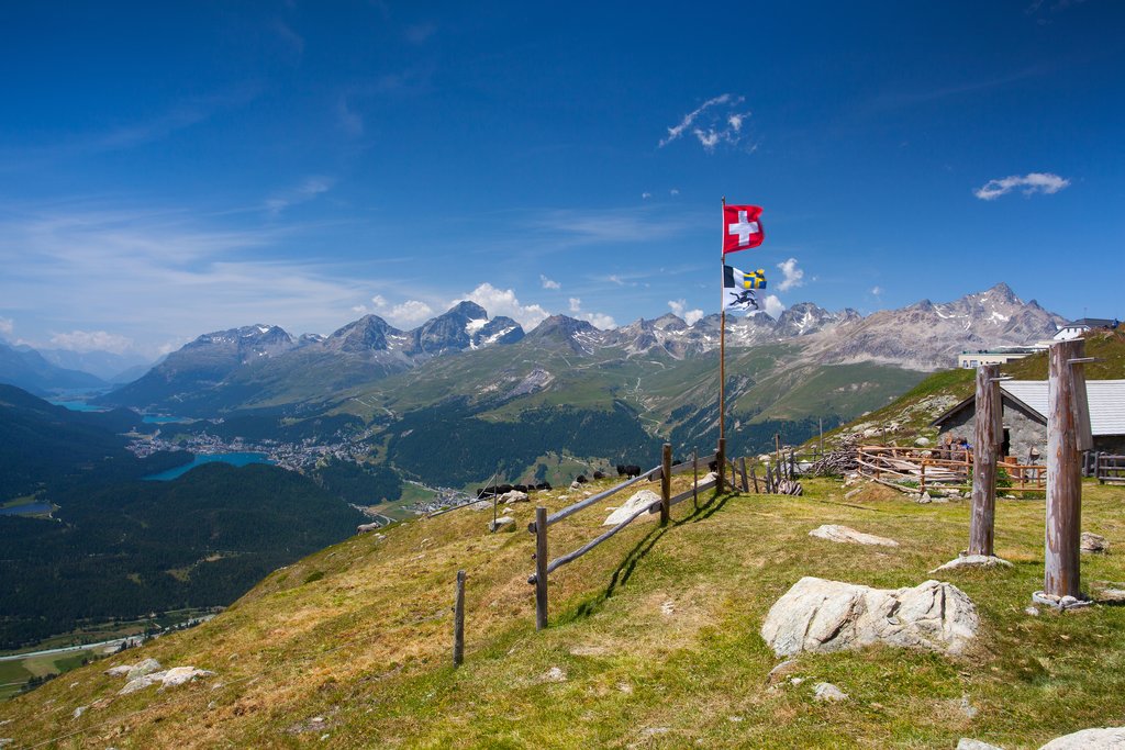 Panorama of the Upper Engadine from Muottas Muragl