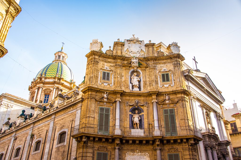 Italy - Sicily - Palermo - Palermo's Baroque Piazza Vigliena (Quattro Canti)