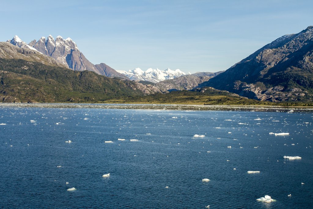 Deep blue waters of a Chilean fjord