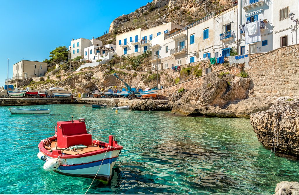 Fishermans boat off the coast of Levanzo