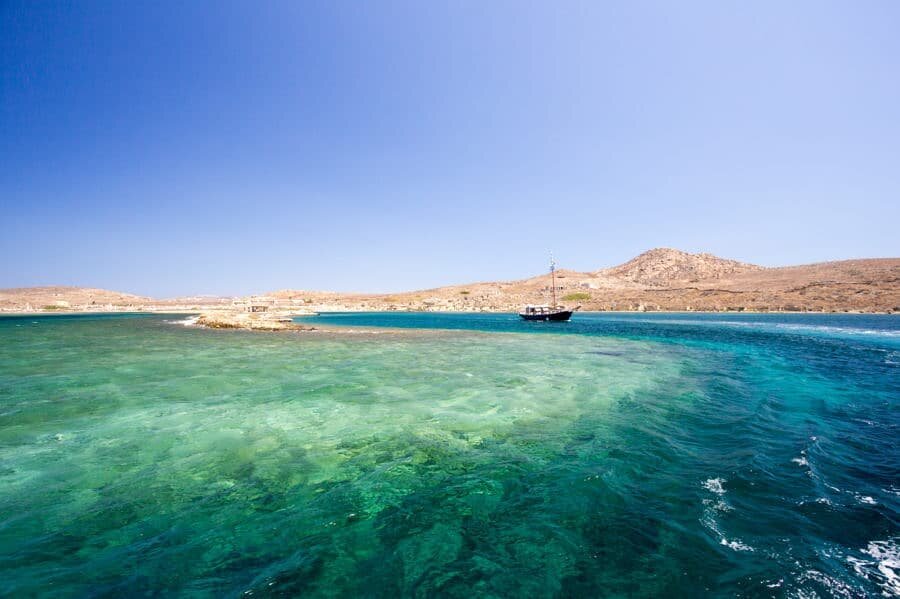 Half Day Cruise with traditional motor sailing boat from Mykonos to Delos and Rinia