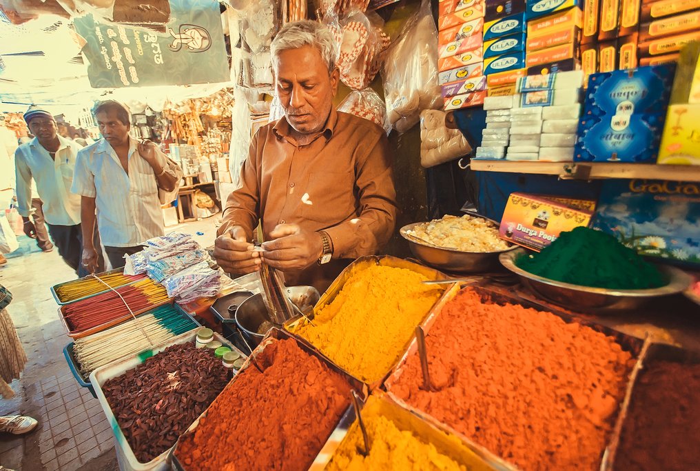 Traditional Indian spice market