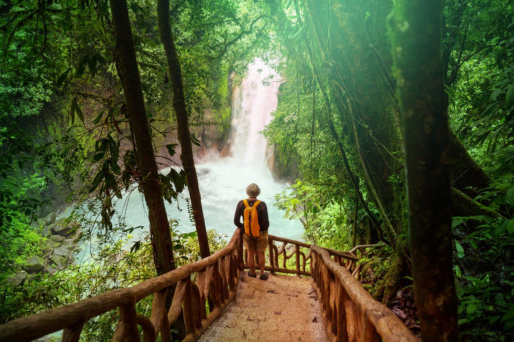 Hiking to a waterfall in Costa Rica's jungle
