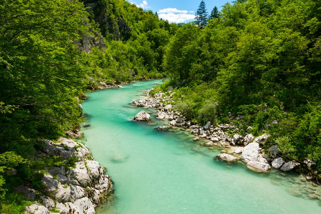 River Soca in Kobarid, Slovenia