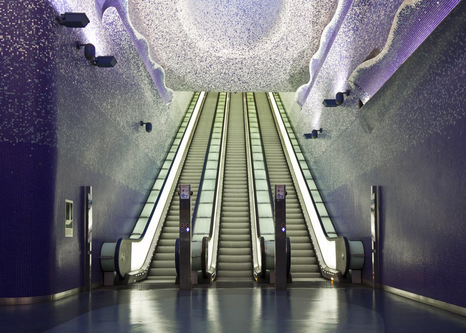 Intricate mosaics in the Toledo metro stop