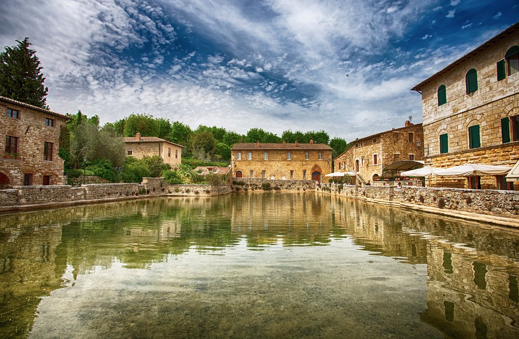 Thermal baths in the town square of Bagno Vignoni.