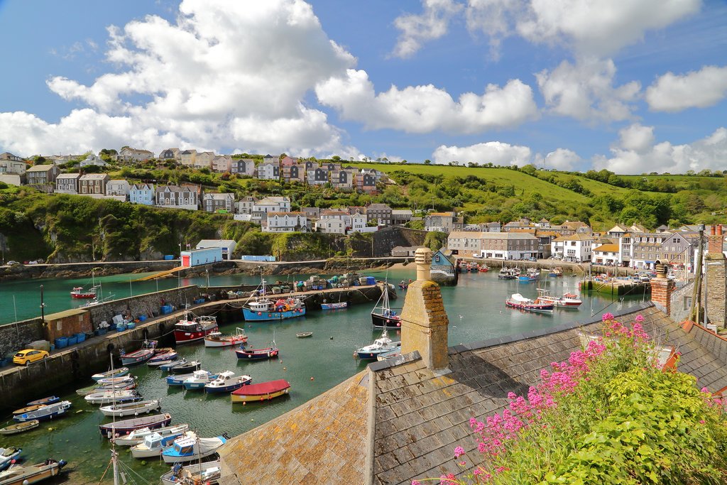 Mevagissey's colorful double-walled harbor.
