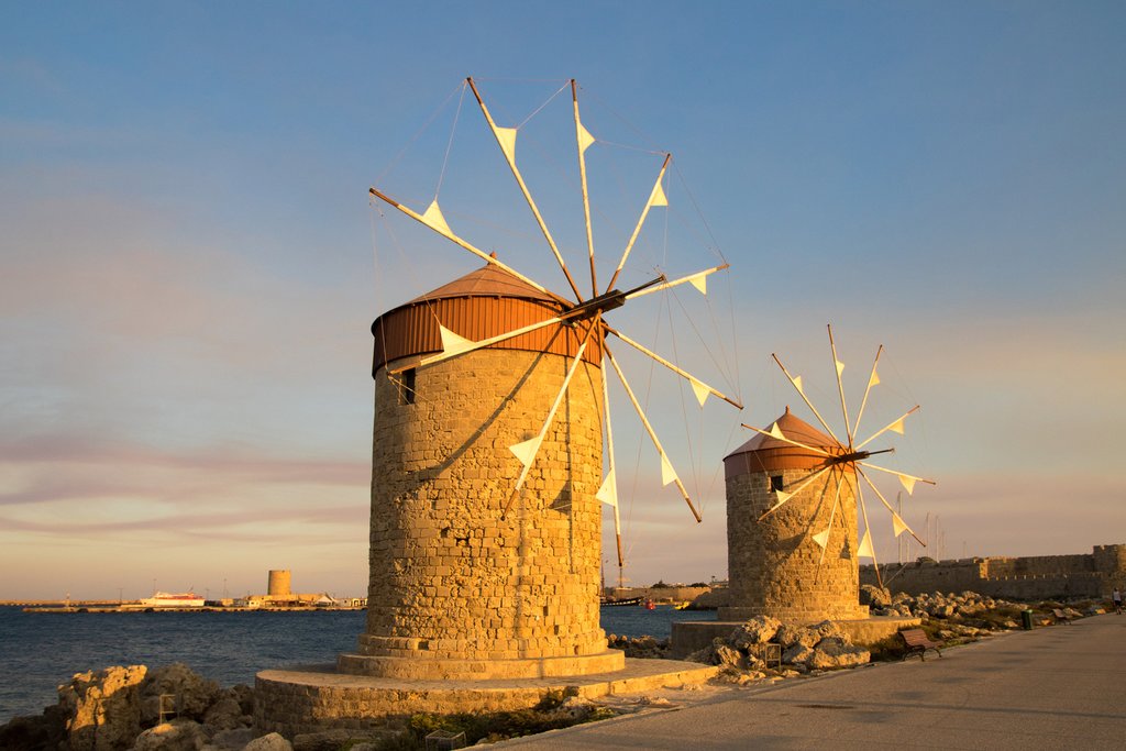 Traditional windmills in Rhodes