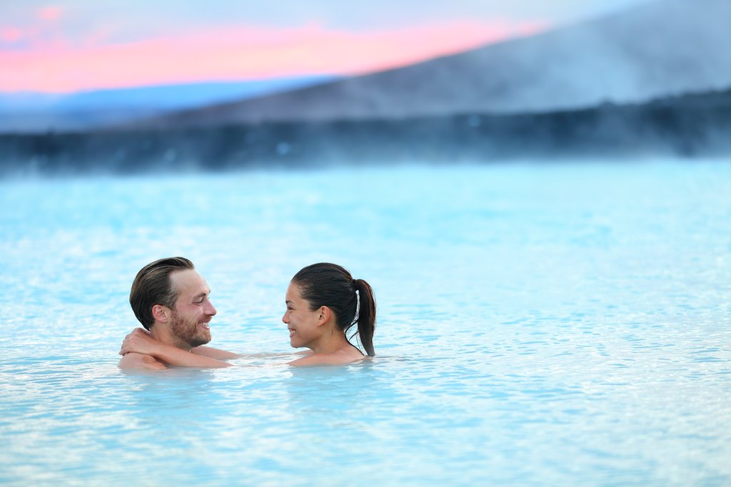 Relaxing in the milky-blue waters of the Blue Lagoon