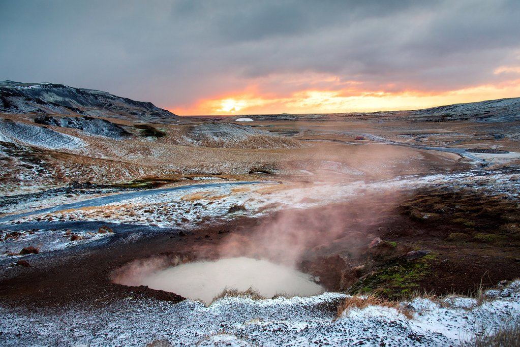 Sunrise at Reykjadalur hot spring river