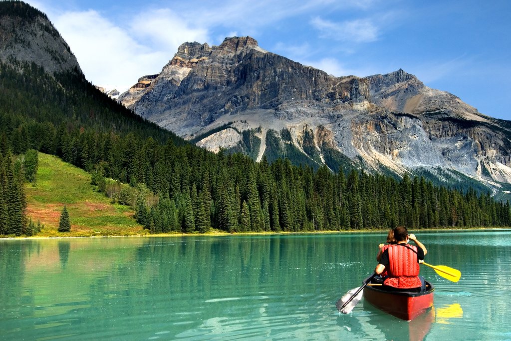 Canoeing on Emerald Lake